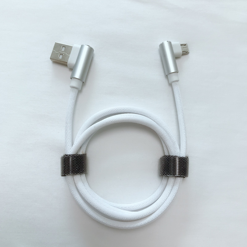 Dvojitý pravoúhlý opletený rychle nabíjecí kulatý hliníkový kryt datový kabel USB pro micro USB, typ C, blesk iPhone a synchronizace